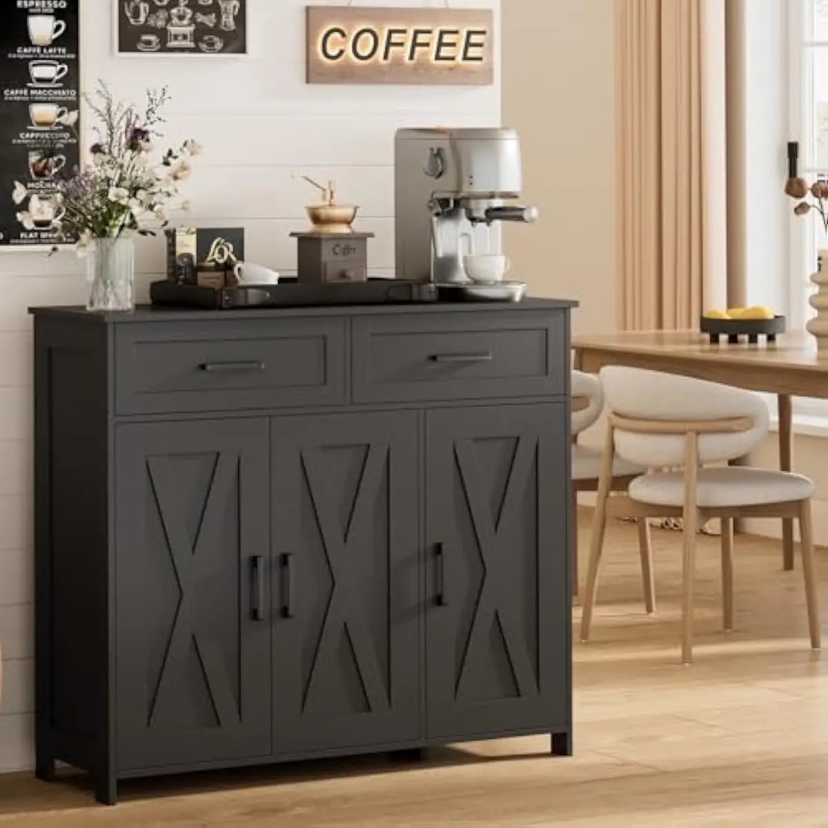 Kitchen - Çekmeceli Kahve Barı Depolama Dolabı, Mutfak