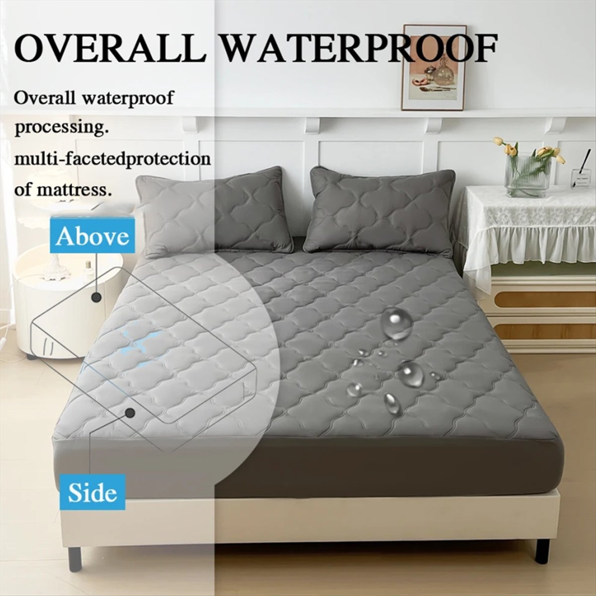 Waterproof Mattress Protector Breathable - Su Geçirmez Uyumlu Çarşaflar, Yatak Pedleri