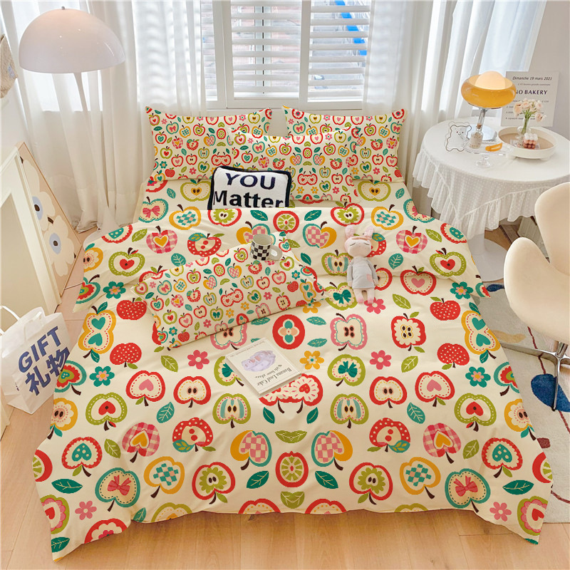 Aesthetic Floral Duvet Cover - Cottagecore Tarzı, Vintage, Renkli, Elma ve