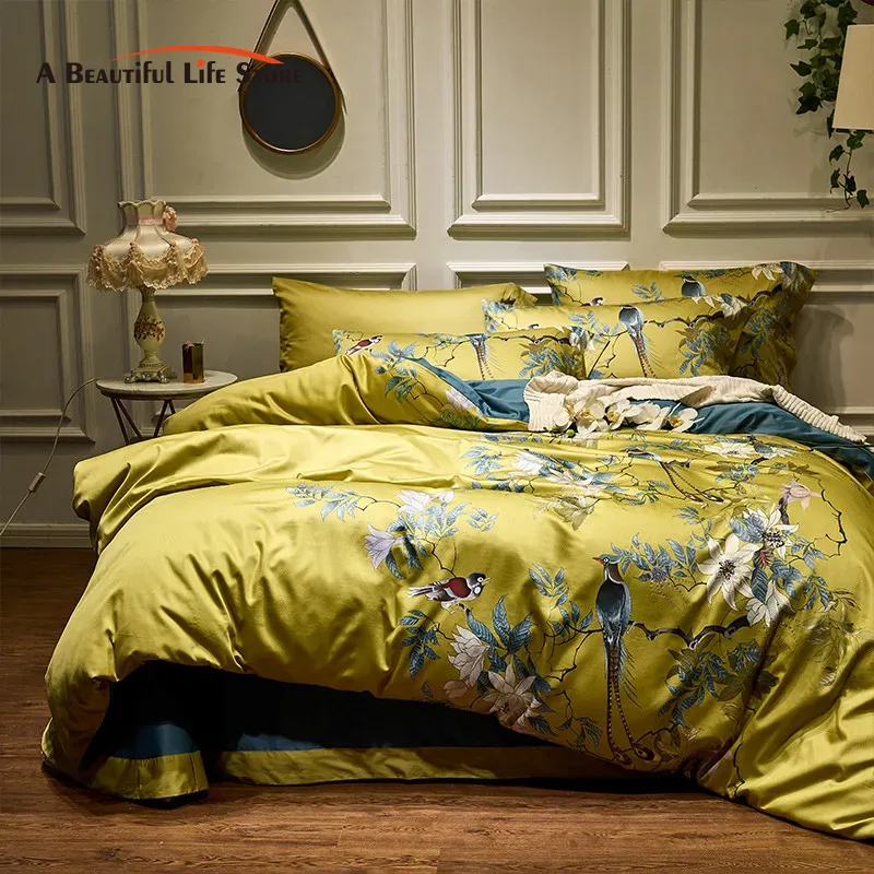 Aesthetic Floral Duvet Cover - Lüks 600TC mısır pamuk yatak seti,