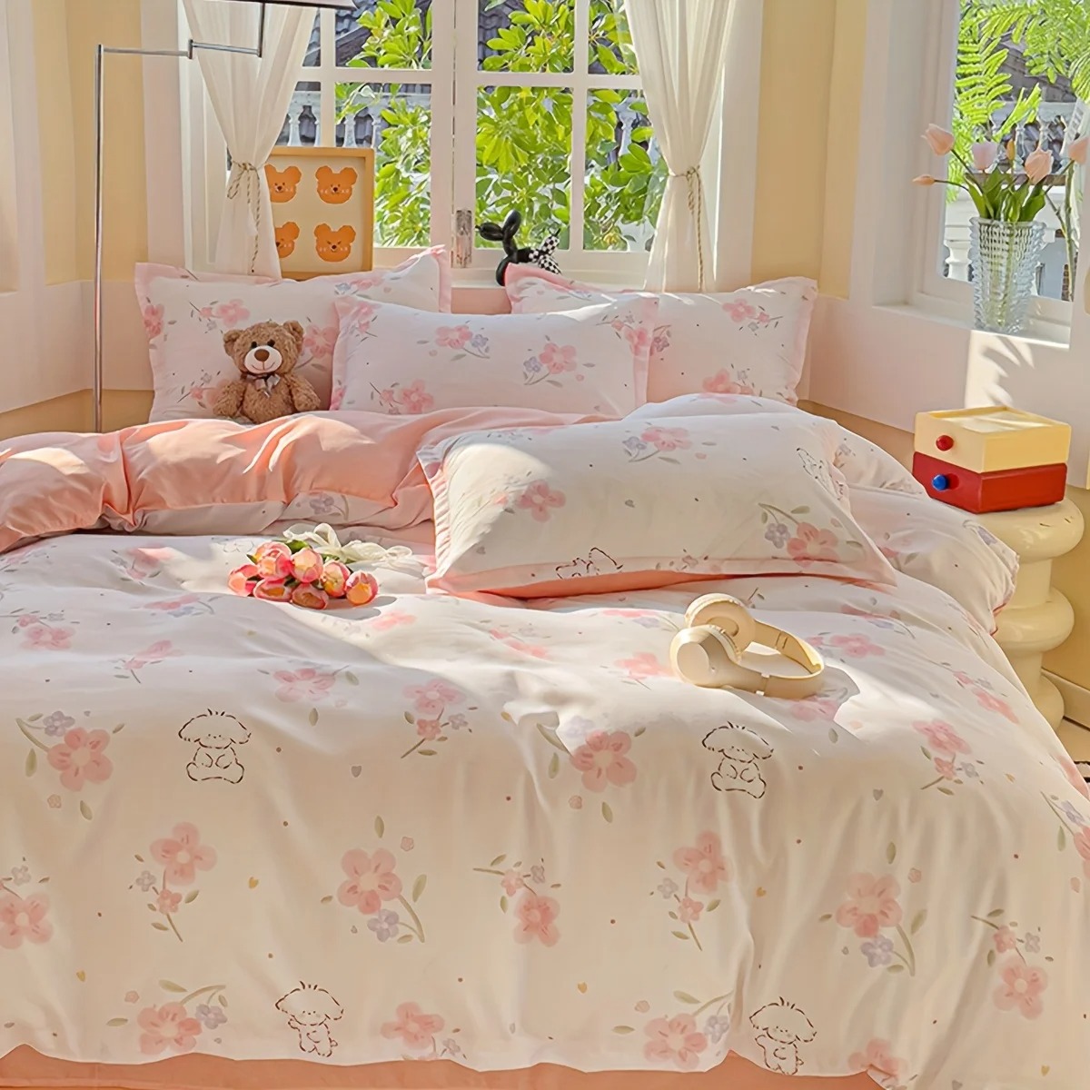 4 Parça Yumuşak Sade Çiçek Des - Duvet Cover Sets With Zipper incelemesi ve fiyatı