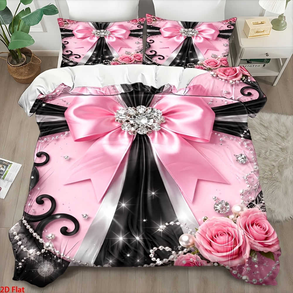 3 Parçalı, Şık Siyah ve Pembe  - Duvet Cover Sets With Zipper incelemesi ve fiyatı