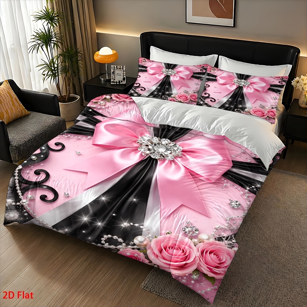 3 Parçalı, Şık Siyah ve Pembe  - Duvet Cover Sets With Zipper incelemesi ve fiyatı